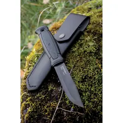 چاقو موراکنیو گاربرگ کربن غلاف چرم Morakniv Garberg BlackBlade™ with Leather Sheath (C) - ثانی کمپینگ