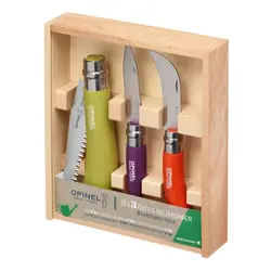 ست چاقو و اره باغبانی اپینل استنلس / کربن Opinel Stainless &amp; Carbon Steel Garden Knife Trio - 3 Colors - ثانی کمپینگ