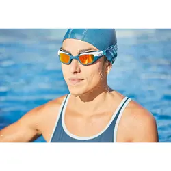 عینک شنا نابایجی - دکتلون Nabaiji Swimming Goggles - Small Size - Blue/Orange - Mirrored Glass - Spirit - ثانی کمپینگ