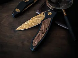 چاقو بوکر زولینگن تیرپیتز داماس روکش طلا Böker Manufaktur Solingen Tirpitz-Damascus Gold - ثانی کمپینگ