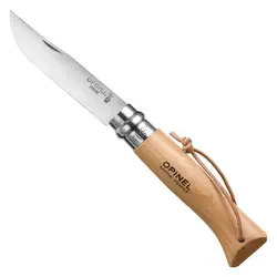 چاقو اپینل 08 استنلس با بند Opinel No.08 Stainless Steel Folding Knife with Lanyar - Beech Wood - ثانی کمپینگ