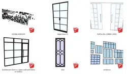 دانلود انواع آبجکت درب و پنجره های شیشه ای در اسکچاپ