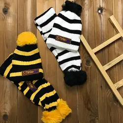 شال و کلاه بافت بچگانه راه راهی | اکسسوری کودک