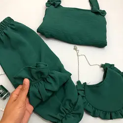سه تیکه تاپ،شلوارک و کیف دخترانه بارانا | مجلسی