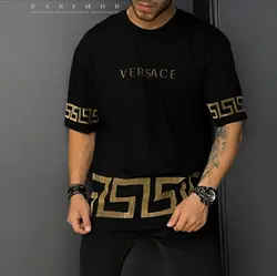 تیشرت قواره دار فلوک-مخمل VERSACE کد 25511