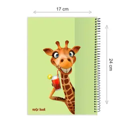 دفتر مشق گلاسه روکشدار 100 برگ طرح happy giraffe - پدیده نقش
