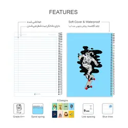 دفتر مشق گلاسه روکشدار 100 برگ طرح آدم فضایی - پدیده نقش