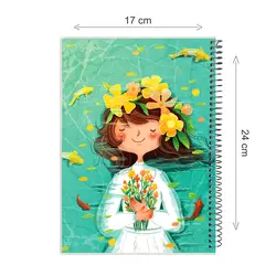 دفتر مشق گلاسه روکشدار 100 برگ طرح دختر بهاری - پدیده نقش