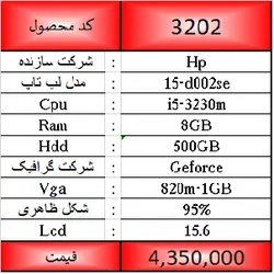 لپ تاپ دست دوم اچ پی Hp 15-D002SE با پردازنده i5