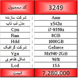 لپ تاپ دست دوم ایسوس Asus X542u با صفحه نمایش 15.6