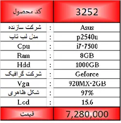 لپ تاپ دست دوم ایسوس Asus P2540U با صفحه نمایش 15.6
