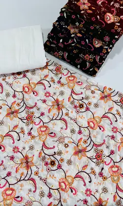 قیمت و خرید مخمل سوزن دوزی هندی9000 - پارچه سرای بی بی گل