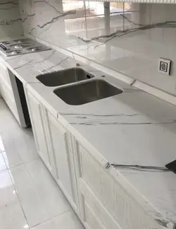 کورین استون-ST124-سفید رگه بلند مشکی - کورین و کوارتز، گروه سنگ مصنوعی