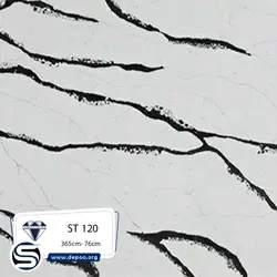 کورین استون-ST120-سفید رگه بلند مشکی - کورین و کوارتز، گروه سنگ مصنوعی