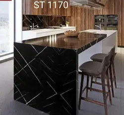 کورین استون-7میل-ST104-مشکی رگه بلند سفید - کورین و کوارتز، گروه سنگ مصنوعی