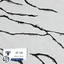 کورین استون-عرض90-ST120-سفید رگه بلند مشکی - کورین و کوارتز، گروه سنگ مصنوعی