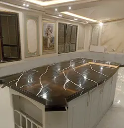 کورین استون-عرض90-ST103-مشکی رگه بلند سفید - کورین و کوارتز، گروه سنگ مصنوعی