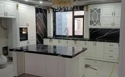 کورین استون-7میل-ST102-مشکی رگه بلند سفید - کورین و کوارتز، گروه سنگ مصنوعی