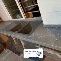 فرمینو-عرض ۱۰۰-طوسی رگه سفید Fo523 - سنگ مصنوعی کورین و کوارتز