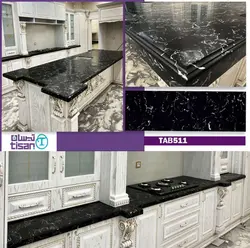 تیسان-ابر و باد مشکی رگه سفید-TAB511 - سنگ مصنوعی کورین و کوارتز