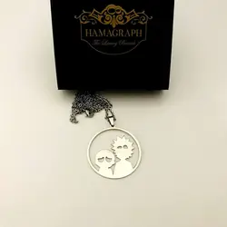 گردنبند استیل نقره ای ریک و مورتی