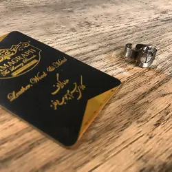 انگشتر آبکاری شده با طرح بی ام و