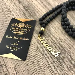 گردنبند استیل طلایی با طرح لاتین اسم سیاوش