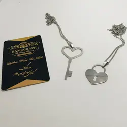 ست گردنبند استیل قفل و کلید