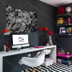 پرچم دیواری طرح ur text grey cam