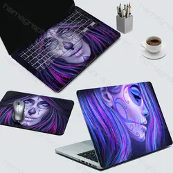 برچسب کامل لپ تاپ به همراه ماوس پد طرح skull girl