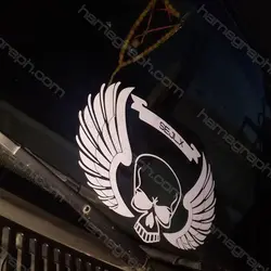 استیکر شیشه جلو طرح اسکلت