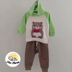 ست هودی و شلوار پسرانه طرح خرسی