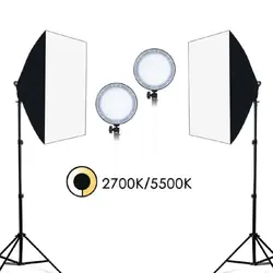 کیت دو شاخه نور پروژکتور 100 وات Diamond SMD Projector T019 Softbox Kit + دو سافت باکس 50×70 + دو پایه - مگا دوربین