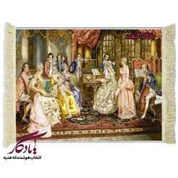 تابلو فرش ماشینی طرح اروپایی پیانو زن کد 1072