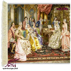 تابلو فرش ماشینی طرح اروپایی پیانو زن کد 1072