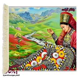 تابلو فرش ایرانی دختر گلیم باف کد i05