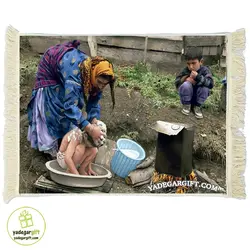 تابلو فرش ماشینی طرح آثار ایرانی حمام عشایر کد 1036