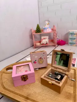 جعبه موزیکال چوبی طرح گل