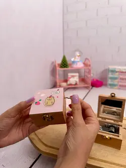 جعبه موزیکال چوبی طرح گل