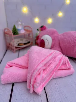 عروسک بالشی پتو دار طرح خرس صورتی
