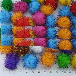 توپک پوم پوم زری دار آلما بسته 35 عددی