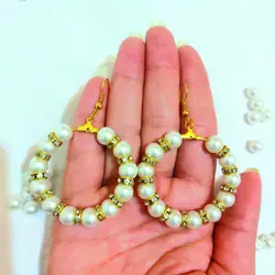 خرجکار آویز مروارید نگین دار مجموعه 16 عددی