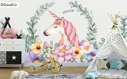پوستر دیواری اتاق کودک و اسب تک شاخ B0061