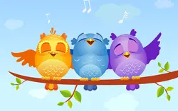 پوستر دیواری اتاق کودک و پرندگان زیبا B0069