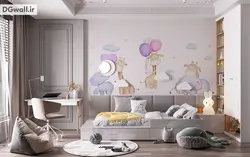 پوستر دیواری اتاق کودک، فیل و زرافه کوچولو B0102