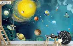 پوستر دیواری اتاق کودک، طرح منظومه شمسی B0184