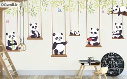 پوستر دیواری اتاق کودک و پانداهای کوچک B0157