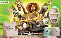 پوستر دیواری اتاق کودک، طرح کارتون ماداگاسکار B0154