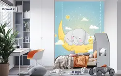 پوستر دیواری کودک فیل و ماه B0261