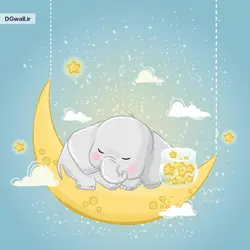پوستر دیواری کودک فیل و ماه B0261